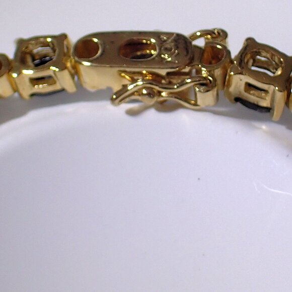 Genuine Midnight Sapphire & Diamond Tennis Bracelet - Picture 5 of 12